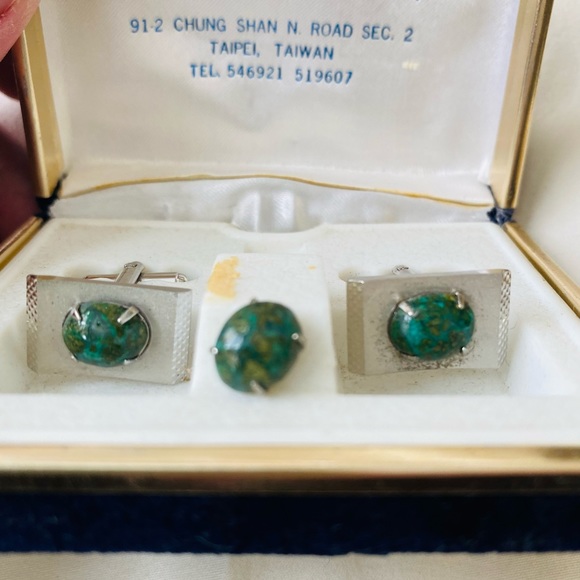 Mid century modern cufflinks and tie pin set in box - Picture 5 of 6